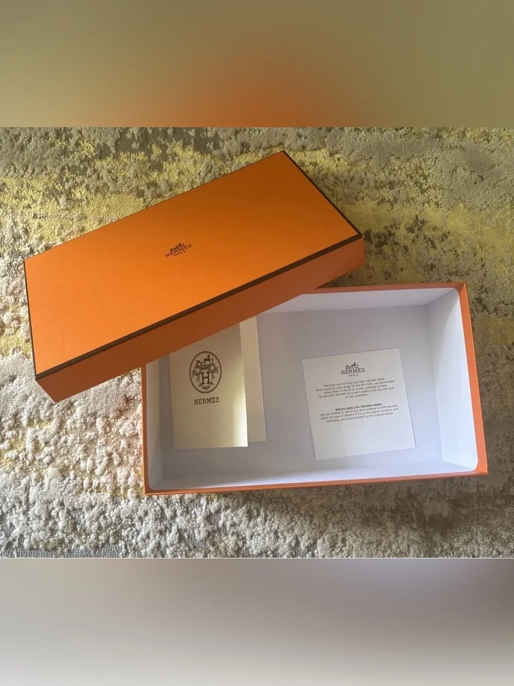 Hermes Original Empty Box 11x6.5x4 With Ribbon And Card